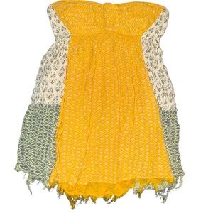 FREE PEOPLE Across The Sea Tunic Sz S Floral Yellow Green Colorblock Sweetheart